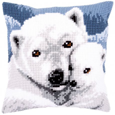 Kit coussin au point de croix ours blanc