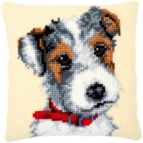 Kit coussin au point de croix chien avec collier