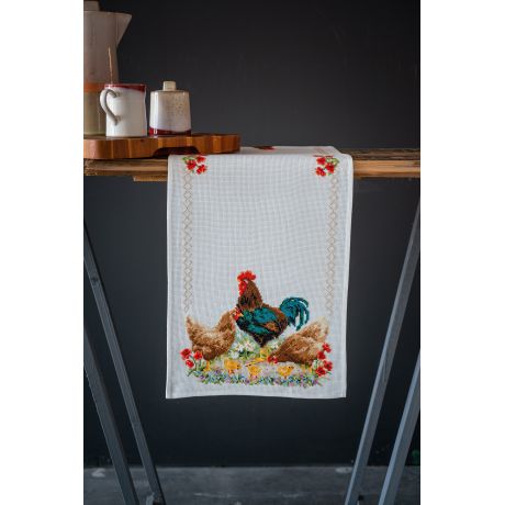 Kit chemin de table rooster and chickens