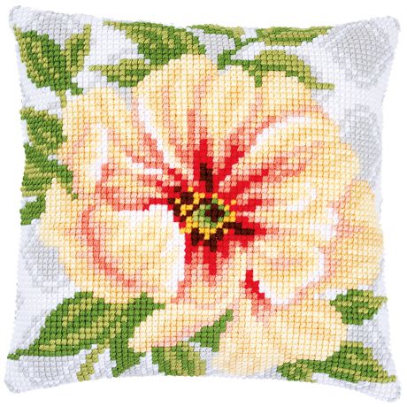 Kit coussin au point de croix fleurs orange