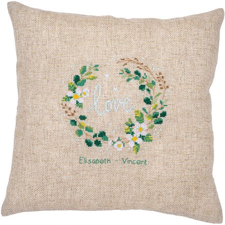 Embroidery cushion kit love