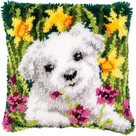 Kit coussin au point nou westie & jonquilles