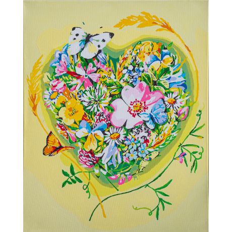 Kit peinture par numro a heart of flowers