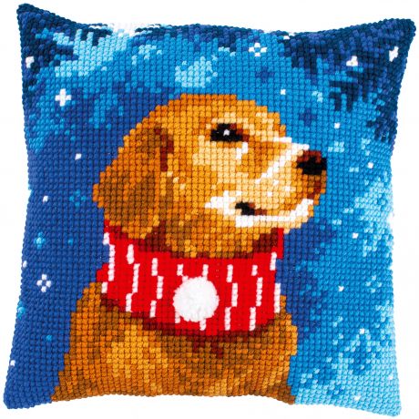 Kit coussin au point de croix chien avec charpe