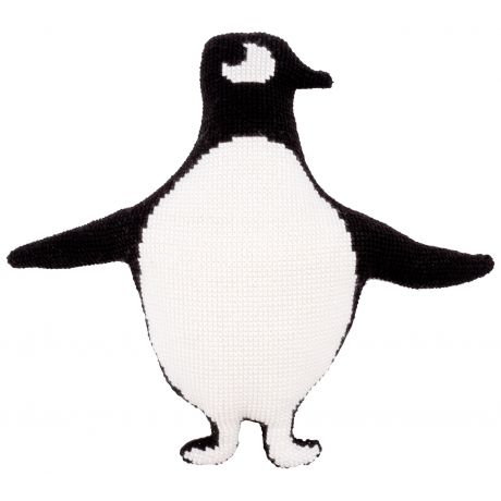 Kit coussin pingouin au point de croix avec dos