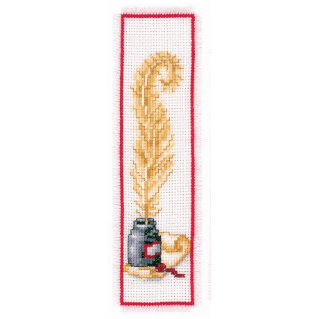 Broderie marque-page point compt blanc