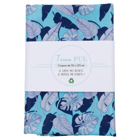 Coupon tissu pul imperméable imprimé feuille 50x155 cm