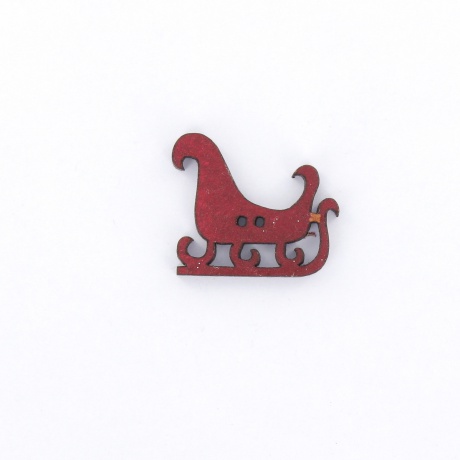 Sujet en bois pour Nol traineau rouge