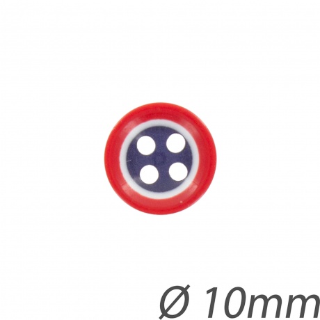Bouton bleu blanc rouge 10mm