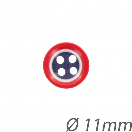 Bouton bleu blanc rouge 11mm