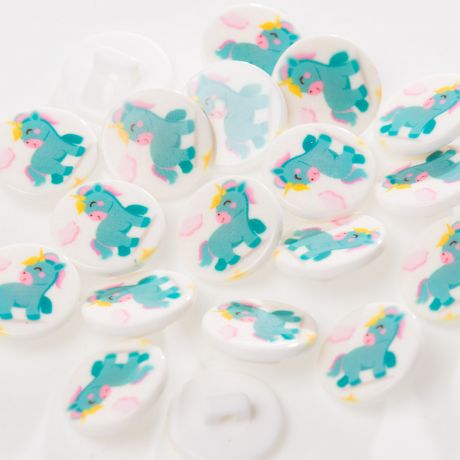 Bouton enfant poney licorne