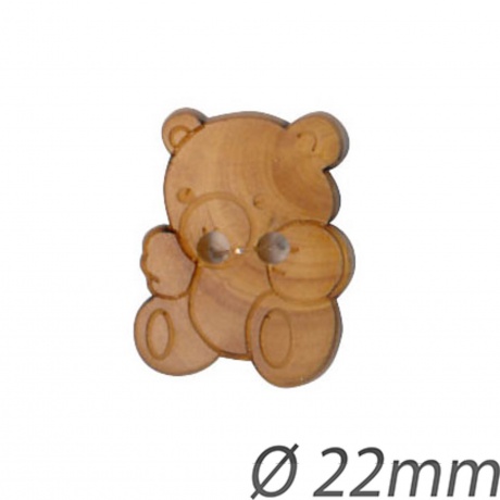 Bouton enfant en bois ours