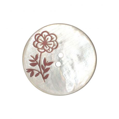 Bouton fantaisie nacre naturelle gravé