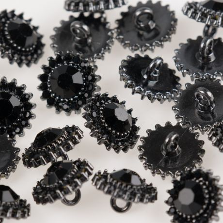 Bouton fantaisie pierre noire  queue