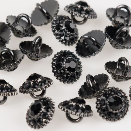 Bouton fantaisie pierre noire  queue