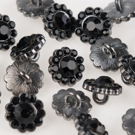 Bouton fantaisie pierre noire  queue