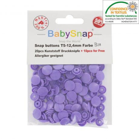 Bouton pression plastique BabySnap rond mauve