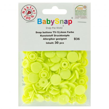 Bouton pression plastique BabySnap jaune fluo