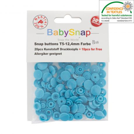Bouton pression plastique BabySnap rond turquoise