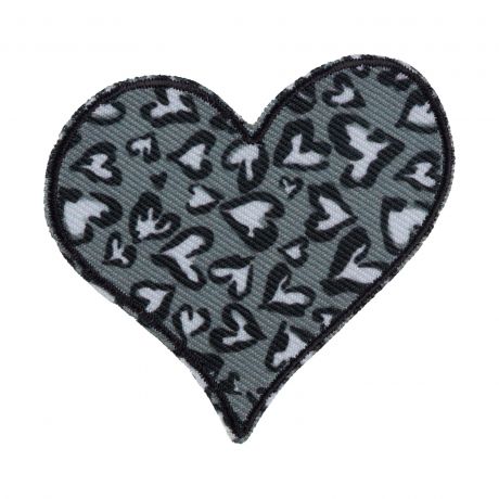 Thermocollant coeur gris léopard