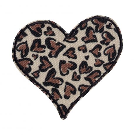 Thermocollant coeur léopard beige
