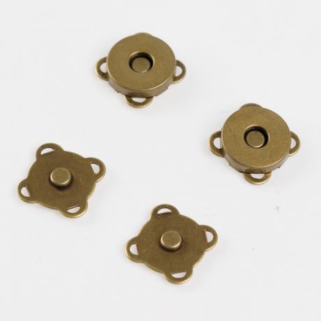 Bouton fermoir aimanté à coudre 14mm bronze (2u x 3 cartes)