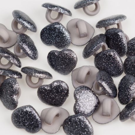 Bouton coeur brillant noir � queue