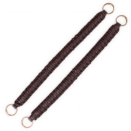 Anses tress�es en simili cuir marron et mousqueton dor�