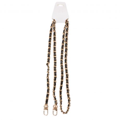 Cha�ne en m�tal et lani�re en simili cuir noir