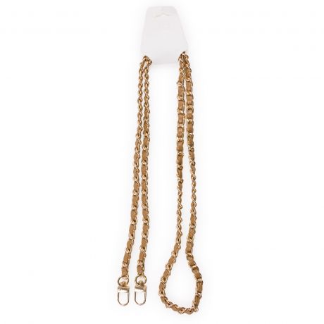 Cha�ne en m�tal et lani�re en simili cuir noir