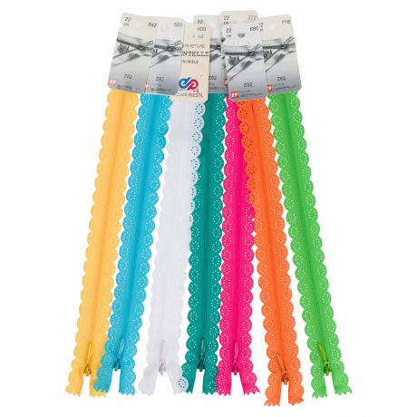 Lot de 7 fermetures en dentelle de 22 cm