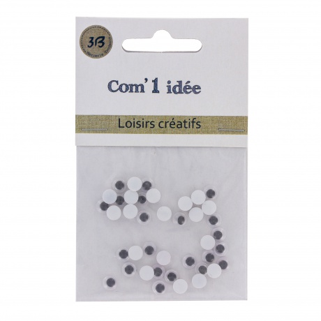 Yeux mobiles  coller 6mm - blister 40 pcs