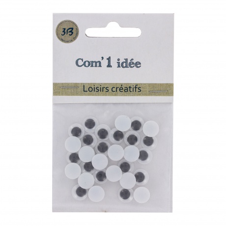 Yeux mobiles  coller 8mm - blister 30 pcs