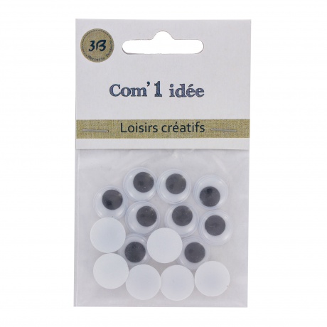 Yeux mobiles  coller 12mm - blister 15pcs