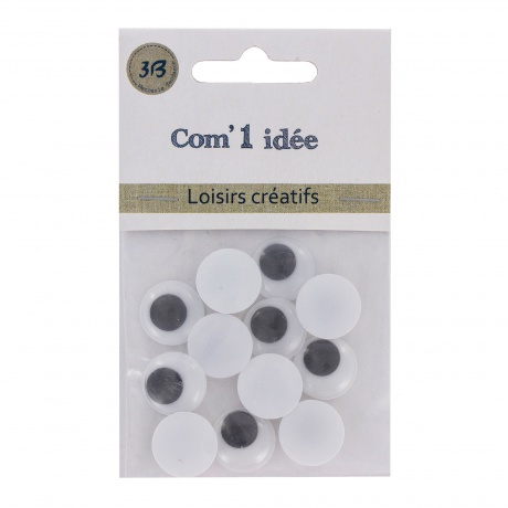 Yeux mobiles  coller 14mm - blister 12pcs