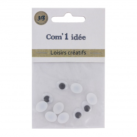 Yeux mobiles  coller ovales 10x7mm blister 10 pcs