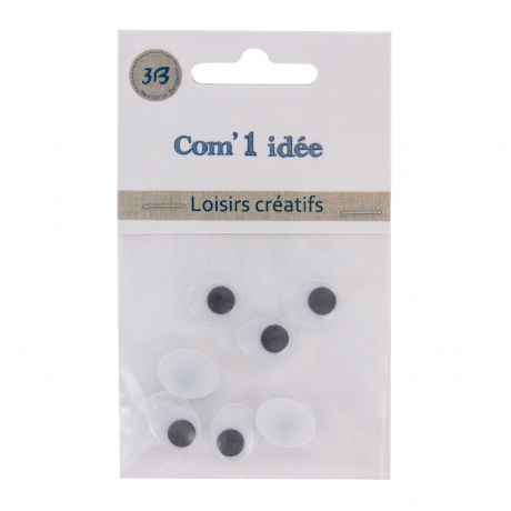 Yeux mobiles  coller ovales 12x9mm blister 8 pcs