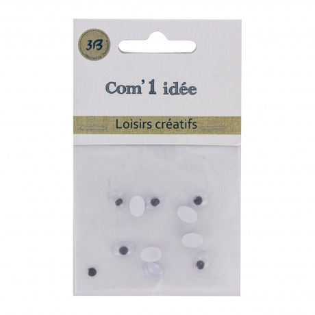 Yeux mobiles  coller ovales 7x5mm blister 10 pcs