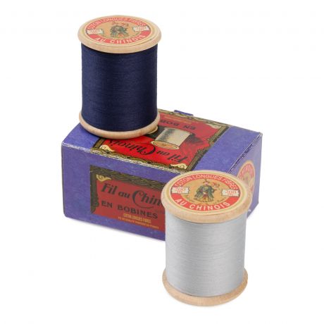 Coffret coton marine souris x 2 bobines bois de 200m