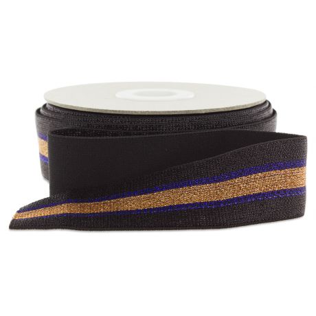 �lastique lurex 38mm noir/bleu/cuivre