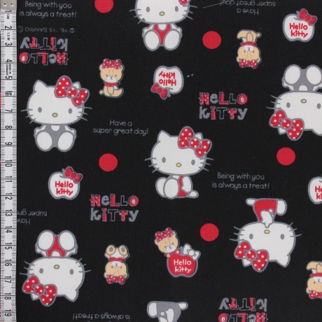 Tissu Hello Kitty bear dot noir