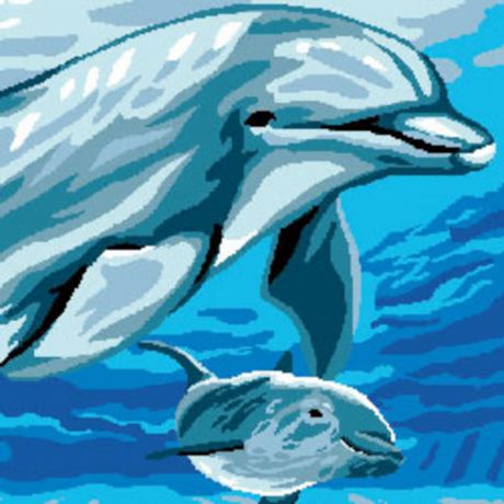 Canevas antique 32/50 - Flipper le dauphin