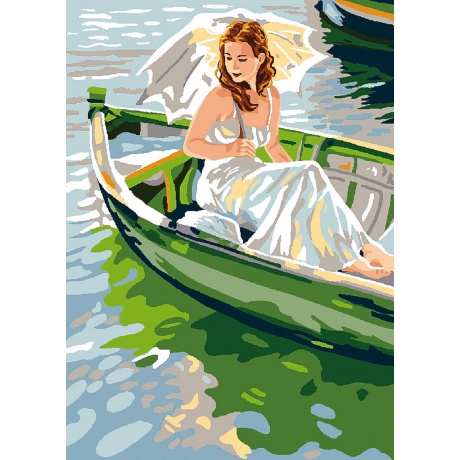 Canevas antique 32/50 - Femme  la barque