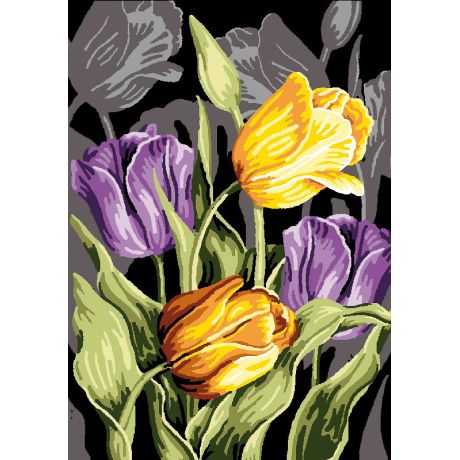 Canevas antique Luc 32/50 - tulipes