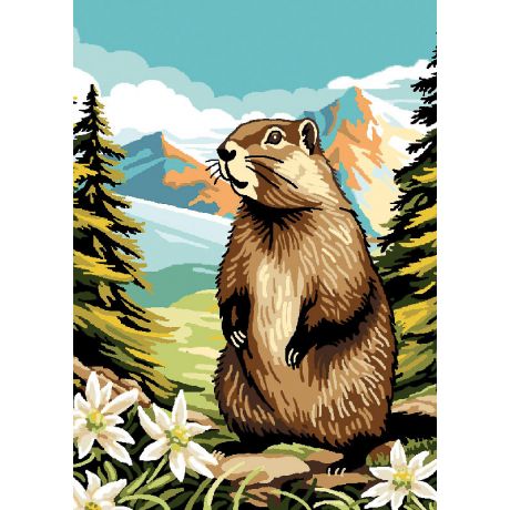 Canevas antique Luc 32/50 - la marmotte