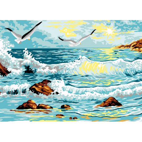 Canevas Luc antique 32/50 x 2 les vagues