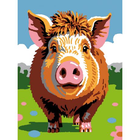 Kit Canevas Luc blanc 20/25cm - cochon