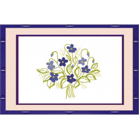 Kit broderie imprime Bouquet violettes