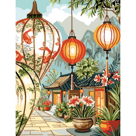 Canevas Luc antique 50/65 - lanternes vietnamiennes