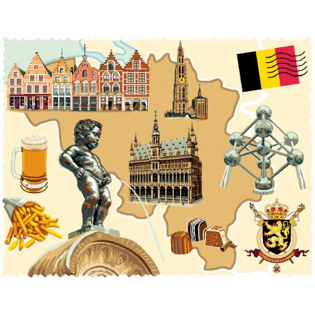 Canevas Luc antique 50/65 - La Belgique